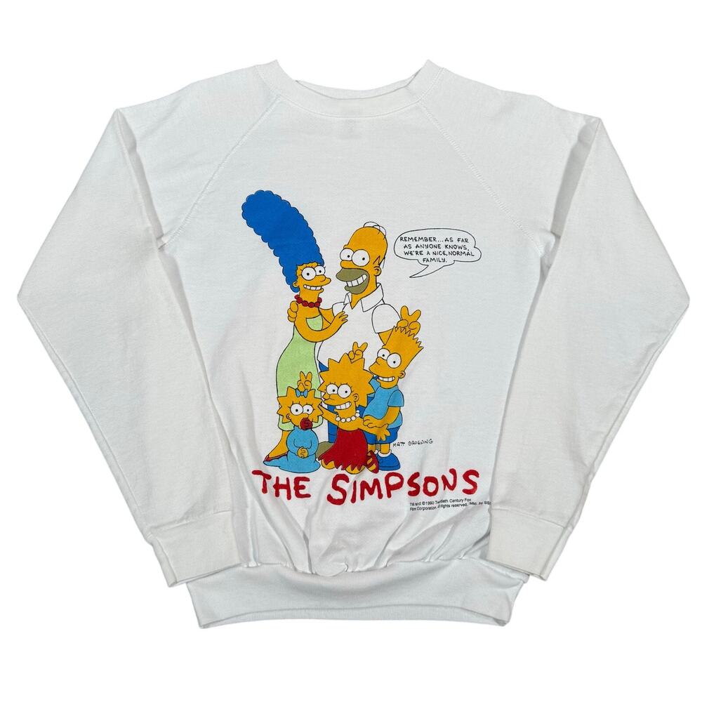 Vintage 1990 The Simpsons White Crewneck Sweatshirt Made in USA Fits like XS